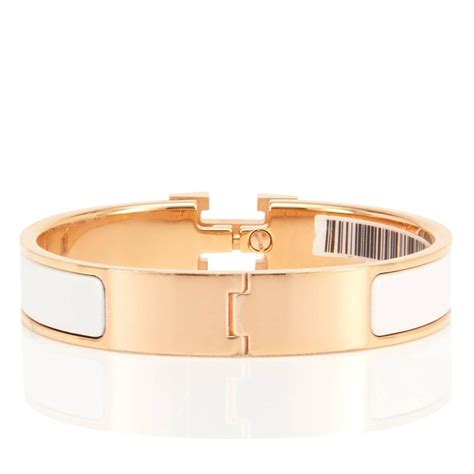 hermes clic clac rose gold white|Hermes click clac bracelet.